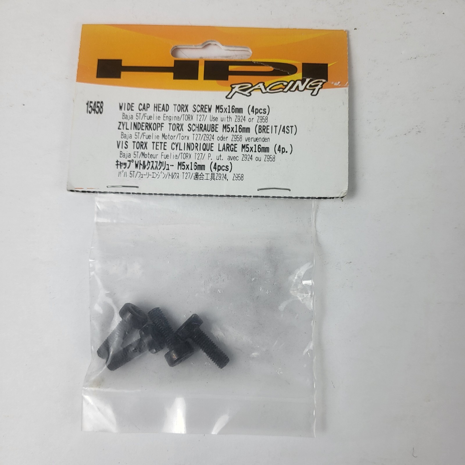 HPI Racing Wide Cap Head Torx Screw M5x16mm 4 pcs Part Number 15458 Baja 5T New