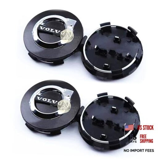 64mm Wheel Hub Center Cap with Logo Emblem ABS Material Compatible Vol Black