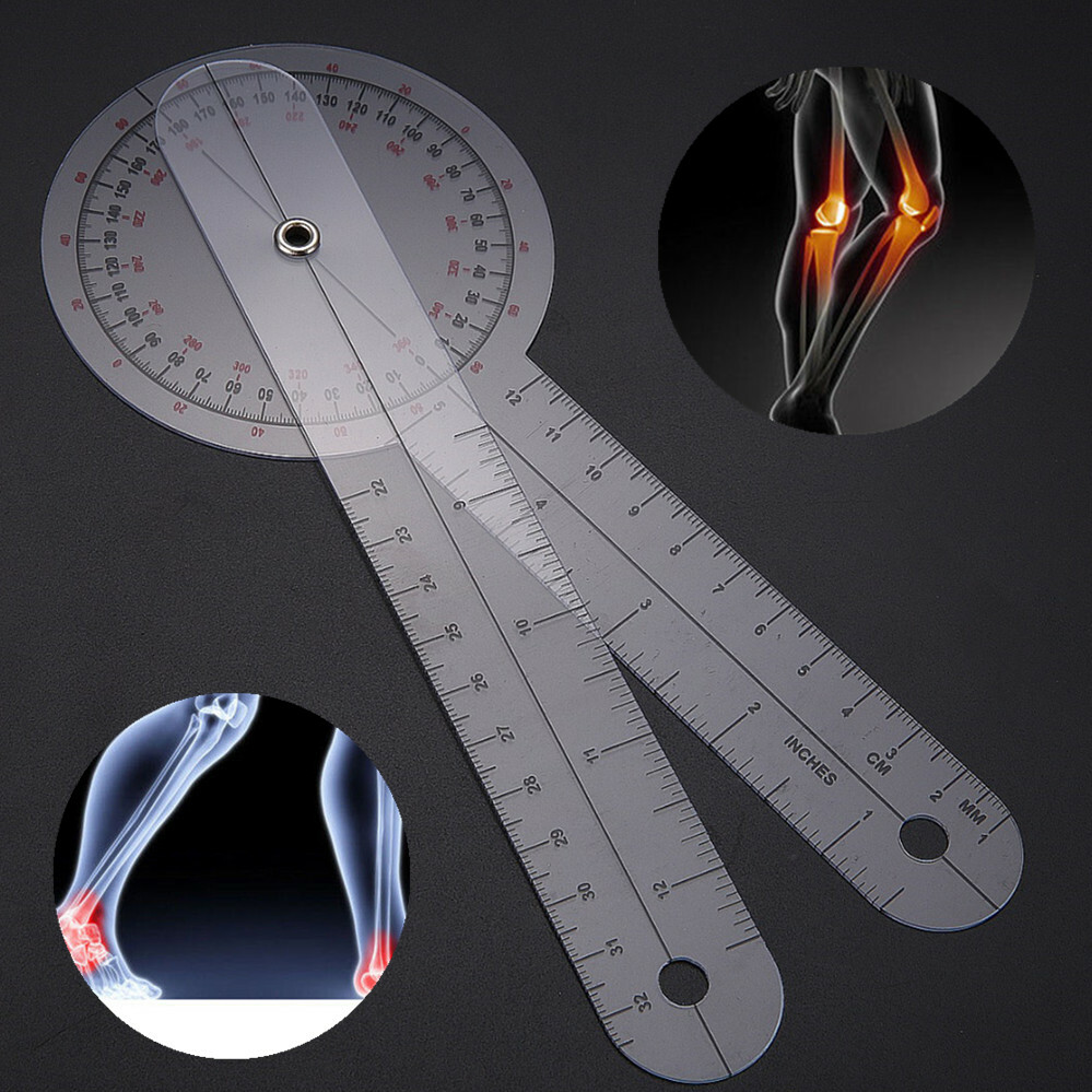 Physio Goniometer Angle Protractor Inches Ruler Joint Bend Measure Medical Clear