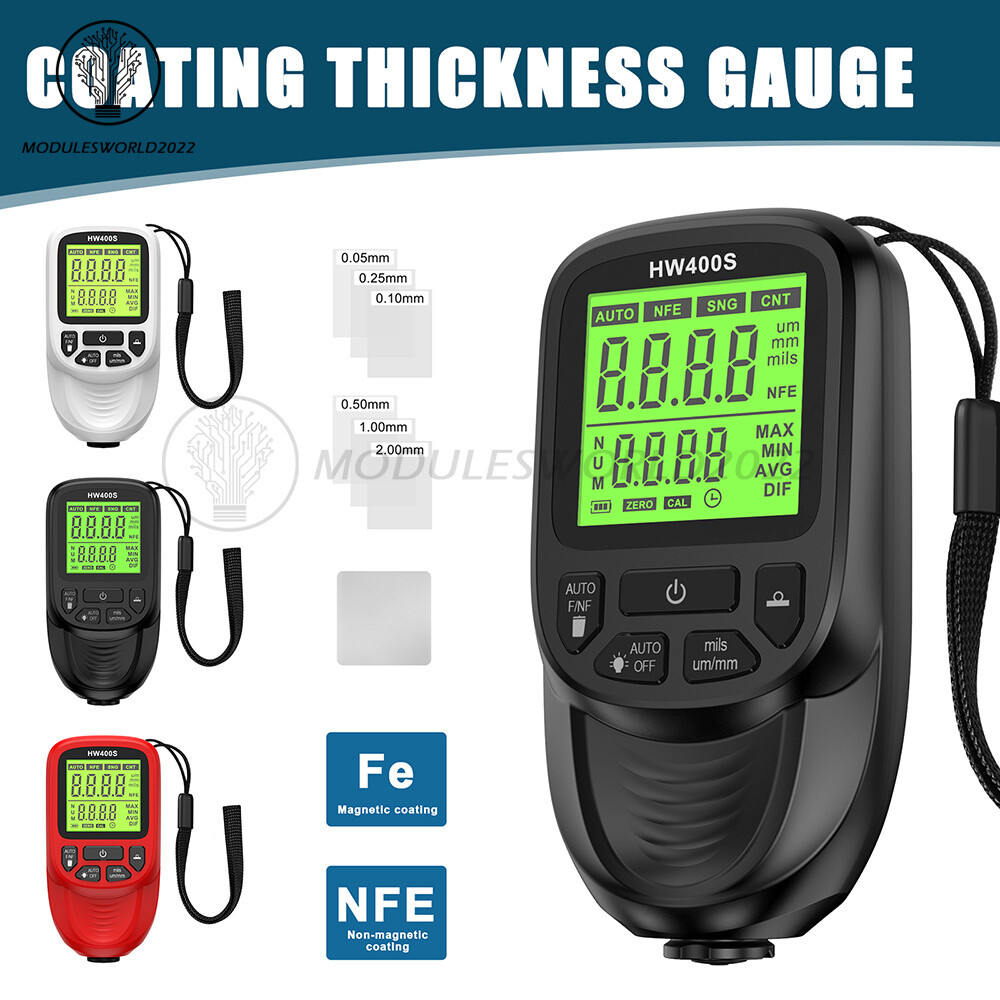 HW-400S High Precision Paint Thickness Gauge Car Coating Thicknes Meter 0-2000μm