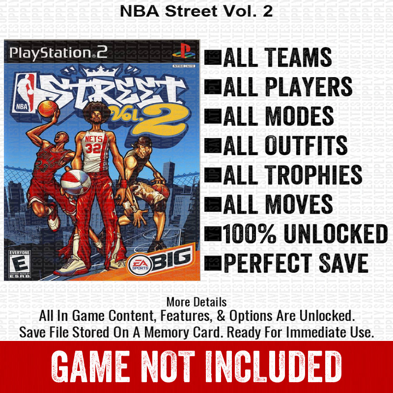 NBA Street Vol. 2 100% PS2 Memory Card All CHEATS ITEMS