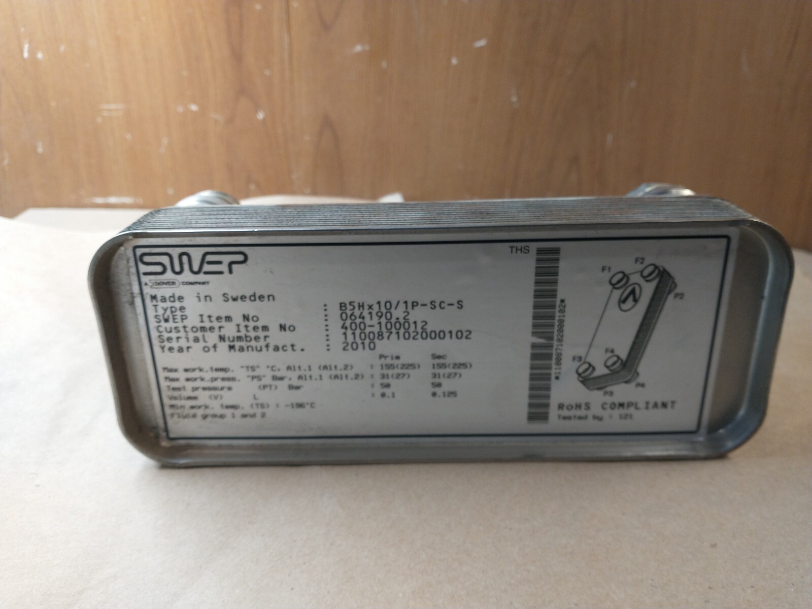 SWEP Regloplas B5Hx10/1P-SC-S Heat Exchanger  - Fast Shipping