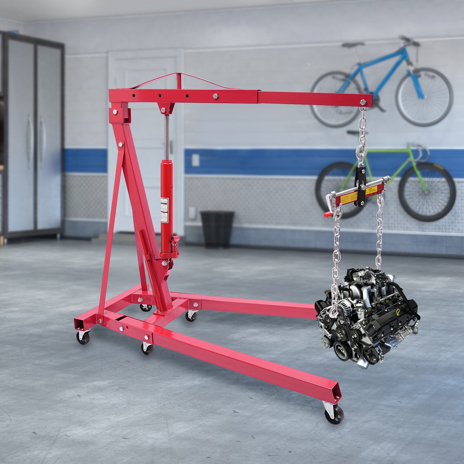 2 Ton Folding Engine Hoist Hydraulic Cherry Picker Shop Crane Hoist Lift 4400lbs