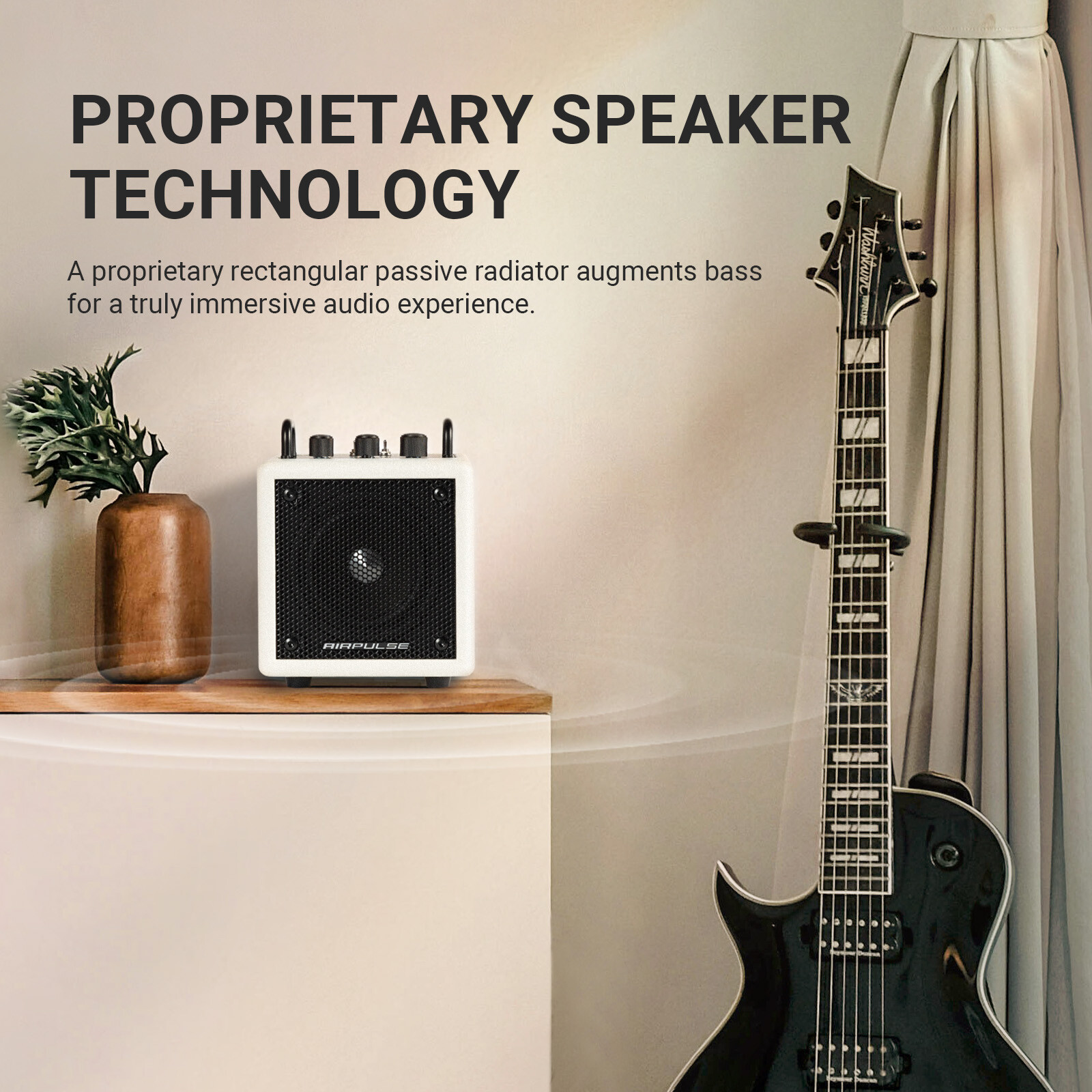 AirPulse AU-4 Compact Bluetooth 5.1 Speaker with AUX/LINE Input, 35W - White