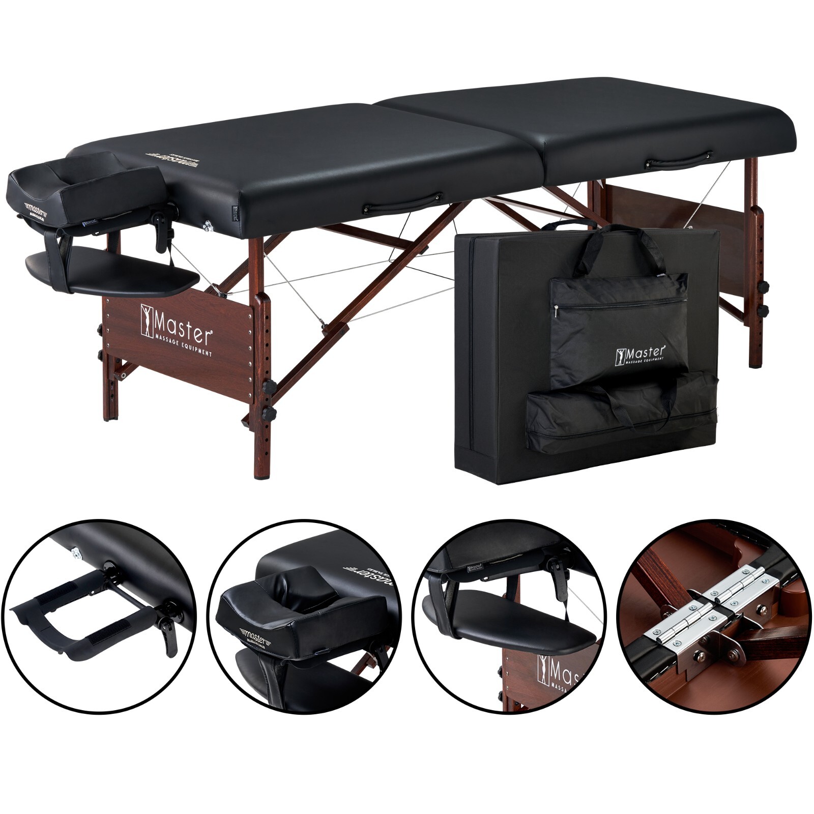 Master Massage 30 inch Del Ray Portable Table Beauty Bed Couch Package Black