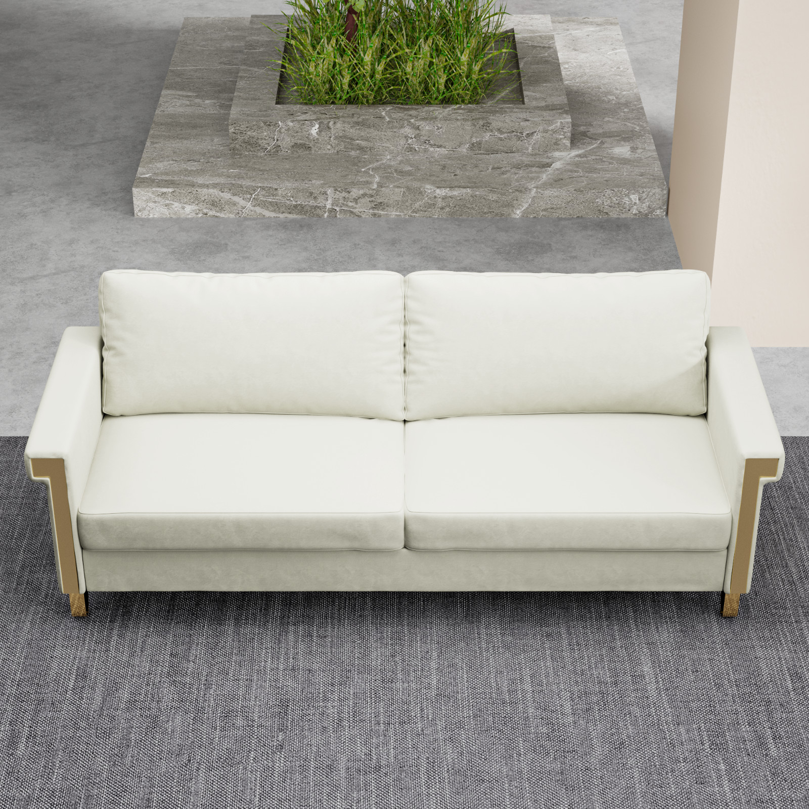 2.5 Seat Velvet Sofa Upholstery with Ideal Mid-Century Modern Living Room Furnit