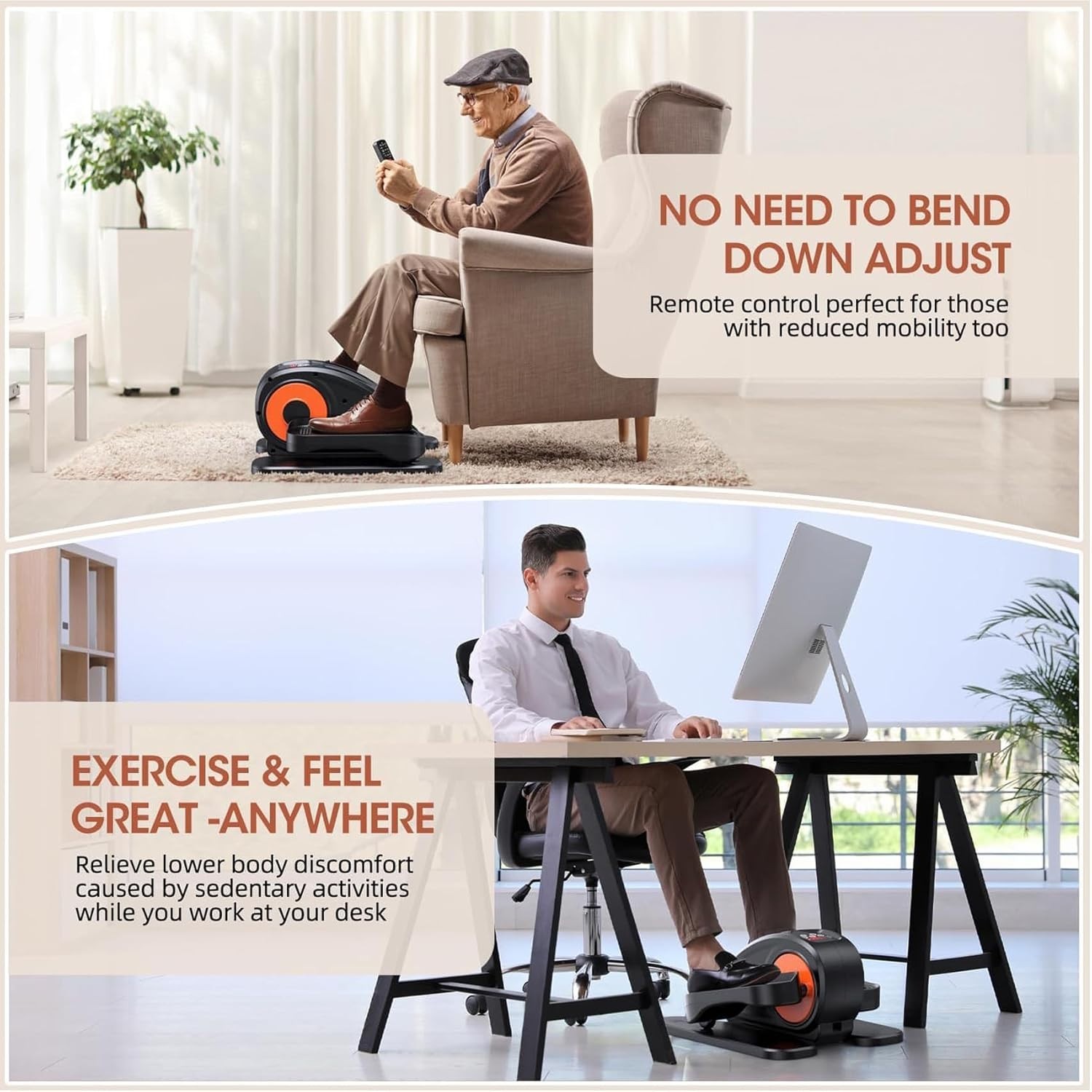 Electric Elliptical Leg Exerciser for Seniors Fully Assembled Quiet Portable