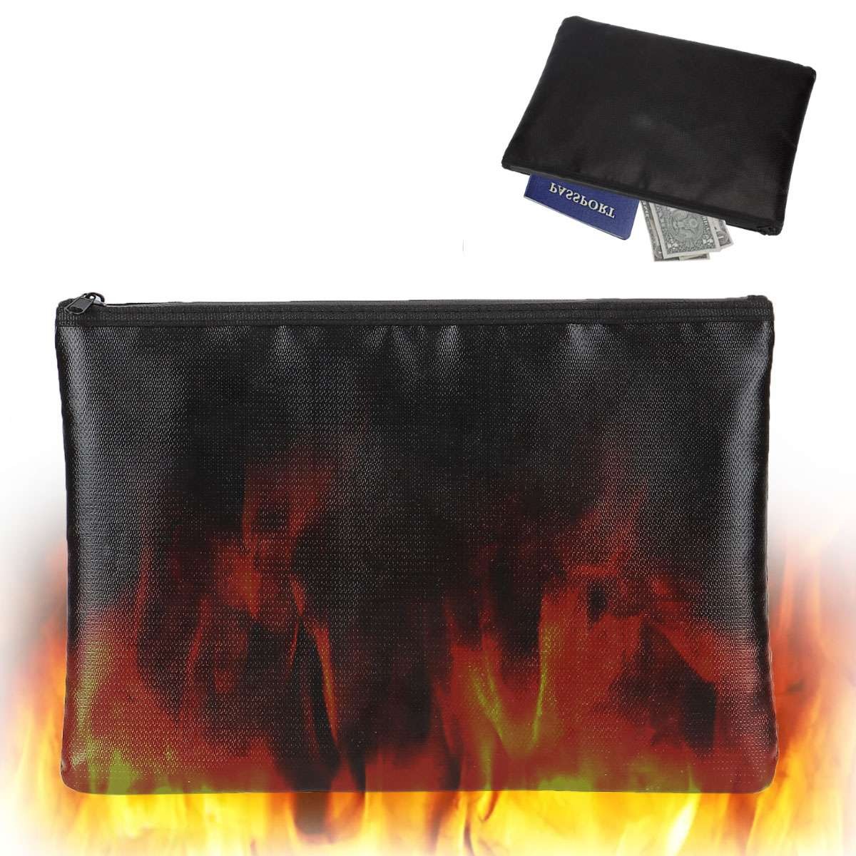 2000℉ Fire Proof money Bag Fireproof Document Pouch Waterproof Safe Cash US