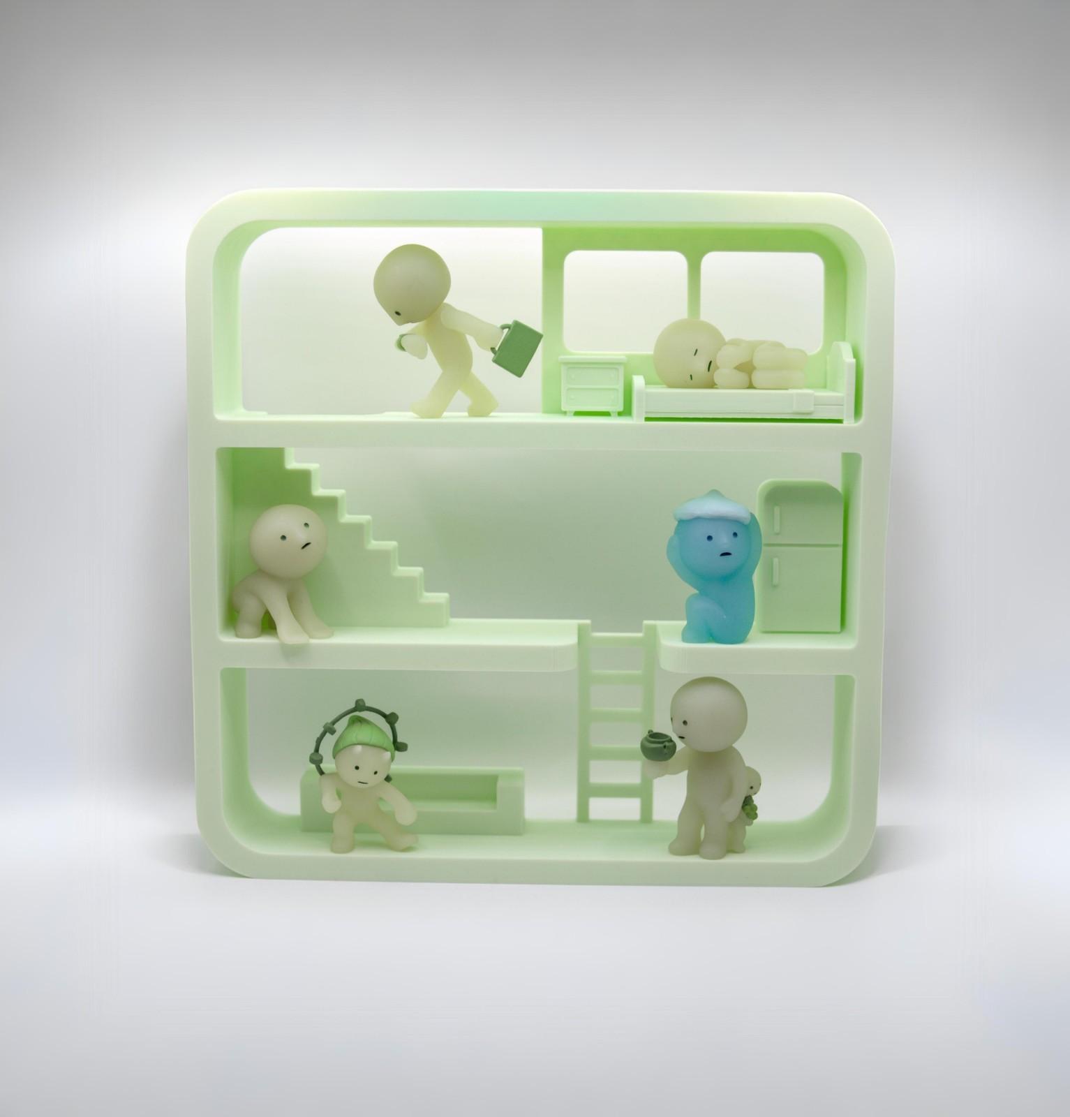 Wall Mounted Smiski House Display Shelf Minty Green 10x10x2