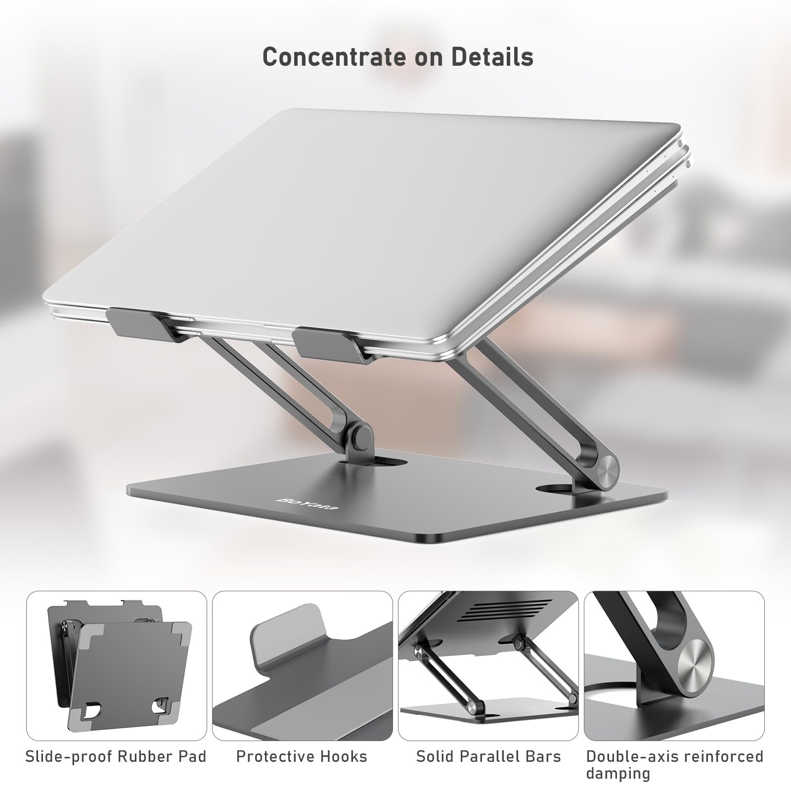 BoYata Laptop Stand, Adjustable Laptop Riser Ergonomic Computer Stand for Des...