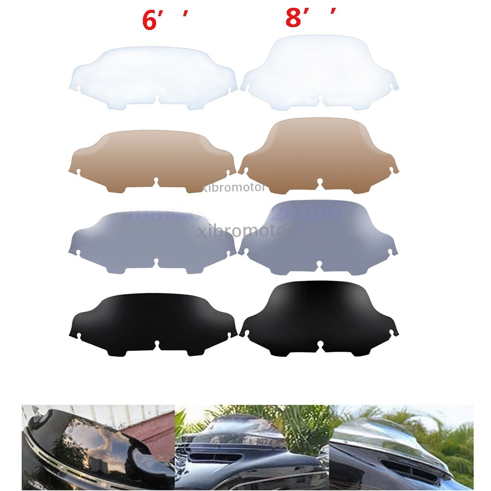 Motorcycle 6'' & 8" Black/Smoke /Clear Windshield For Harley Street Glide Model