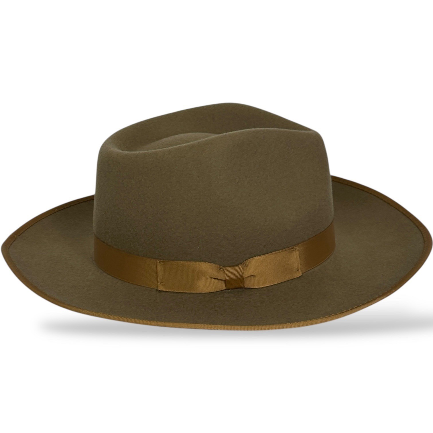 Gigi Pip Monroe Rancher Felt Fedora Hat Brown Brim Australian Wool New NWT Sz 57