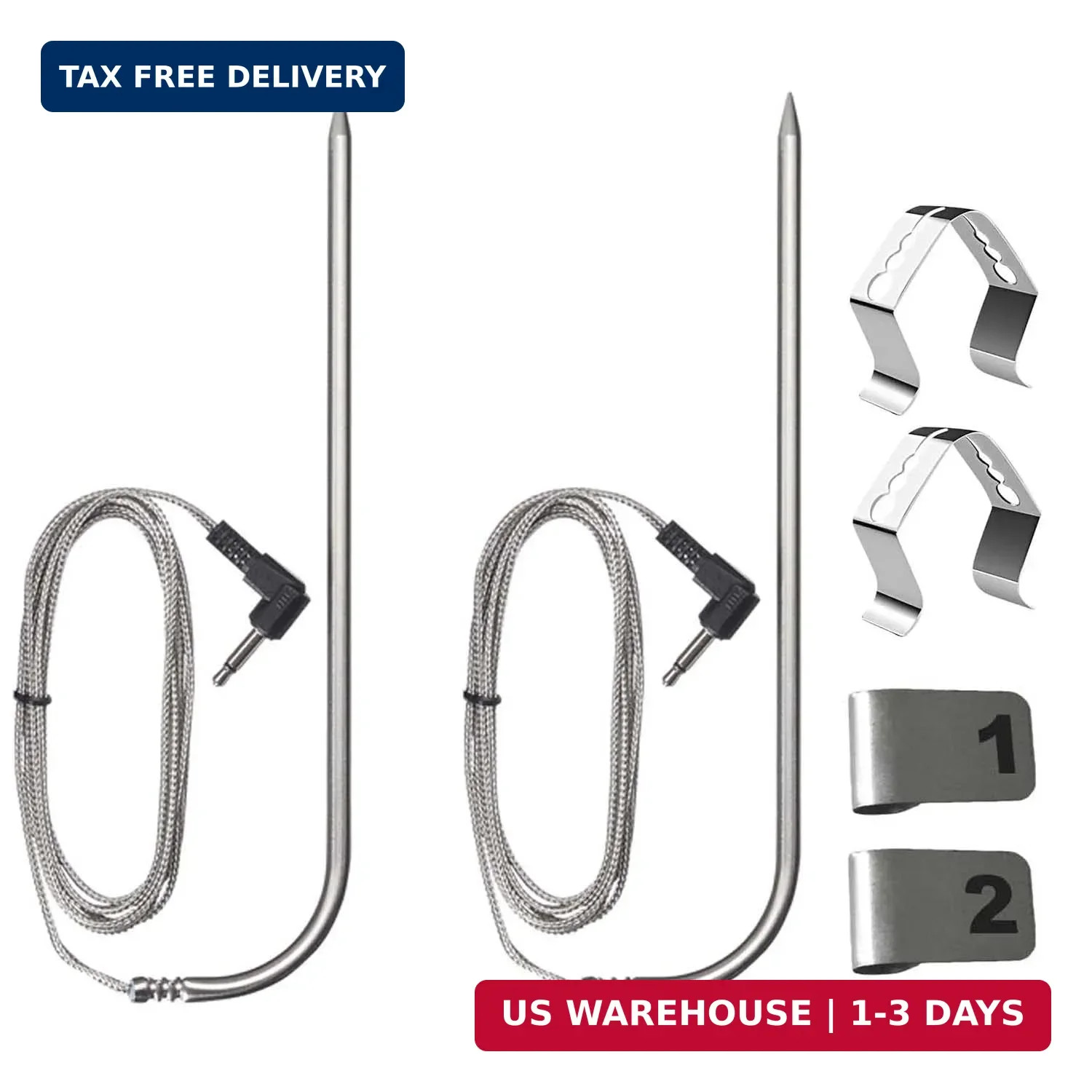 Pit Boss 2 Pack Replacement Meat Probe for Pellet Grill Smokers, 3.5mm Plug Ther