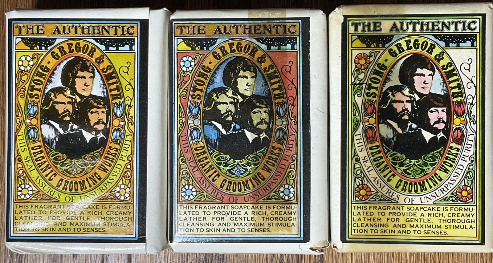 Vintage Stong, Gregor & Smith Soapcake-Cinnamon-Cocoanut-Jasmine-Three 3 Oz Bars
