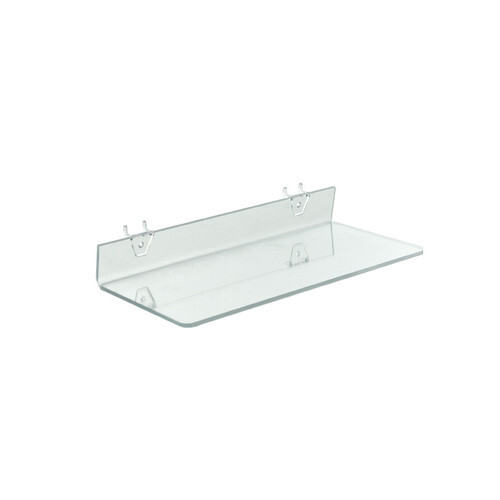 Azar Displays Clear Acrylic Shelf for Pegboard & Slatwall 16" x 6" x 2", 4-Pack