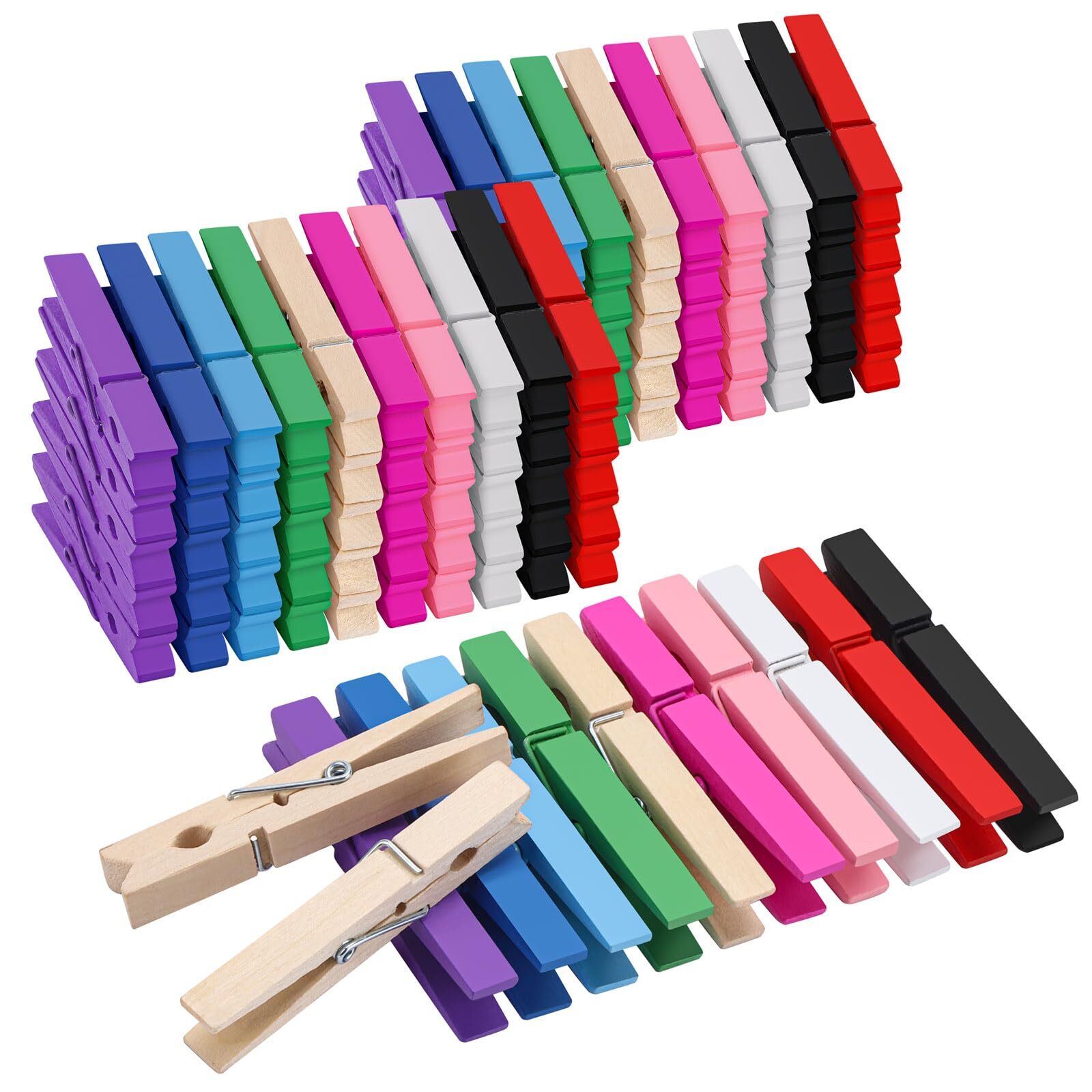 100Pcs Colored Wooden Clothespins 2.9inch Clothes Pins for Crafts Clip Laundr...