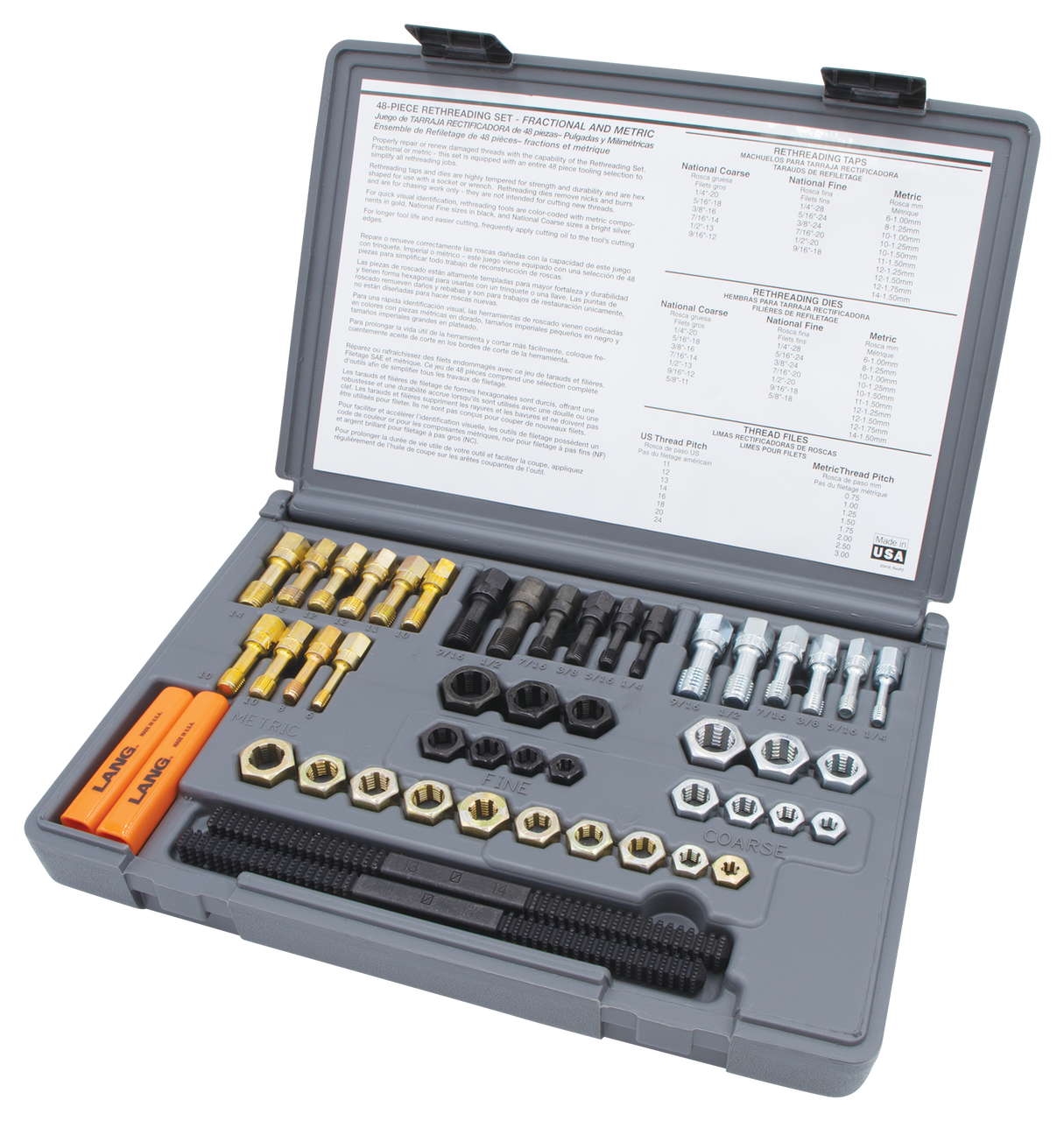 Lang Tools 971 48 piece SAE & Metric Thread Restorer Set