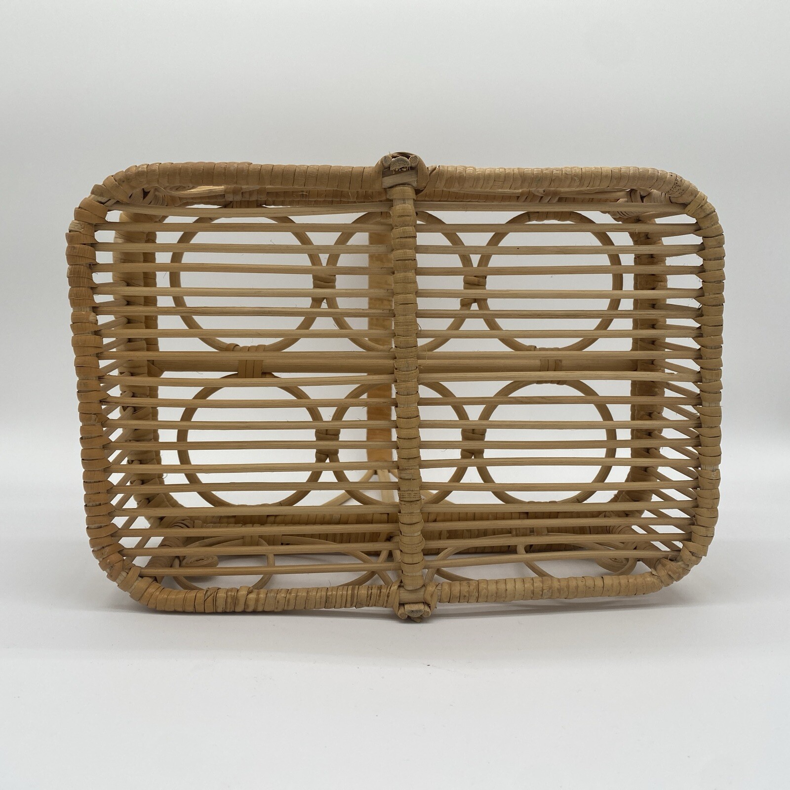 Vintage Wicker Rattan Drink Caddy Basket