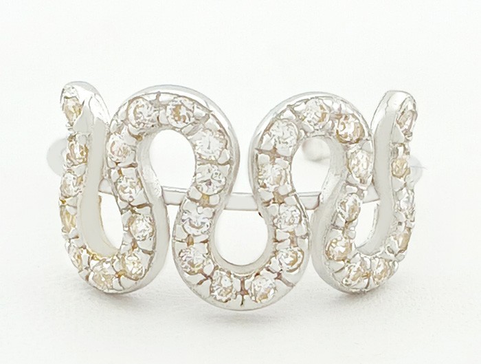LAB WHITE SAPPHIRE Snake 14k White Gold Adjustable Toe Ring - NEW WITH TAG