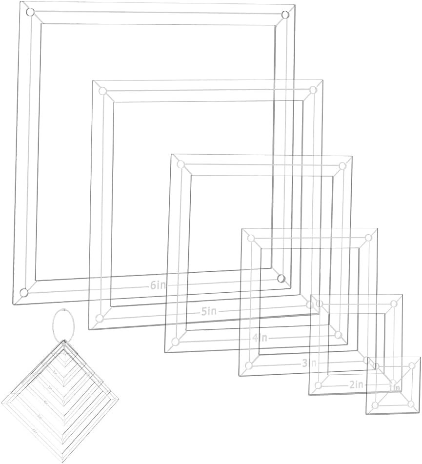 6Pcs Acrylic Quilting Templates Set, Square Cutting Ruler Template with Hinged R