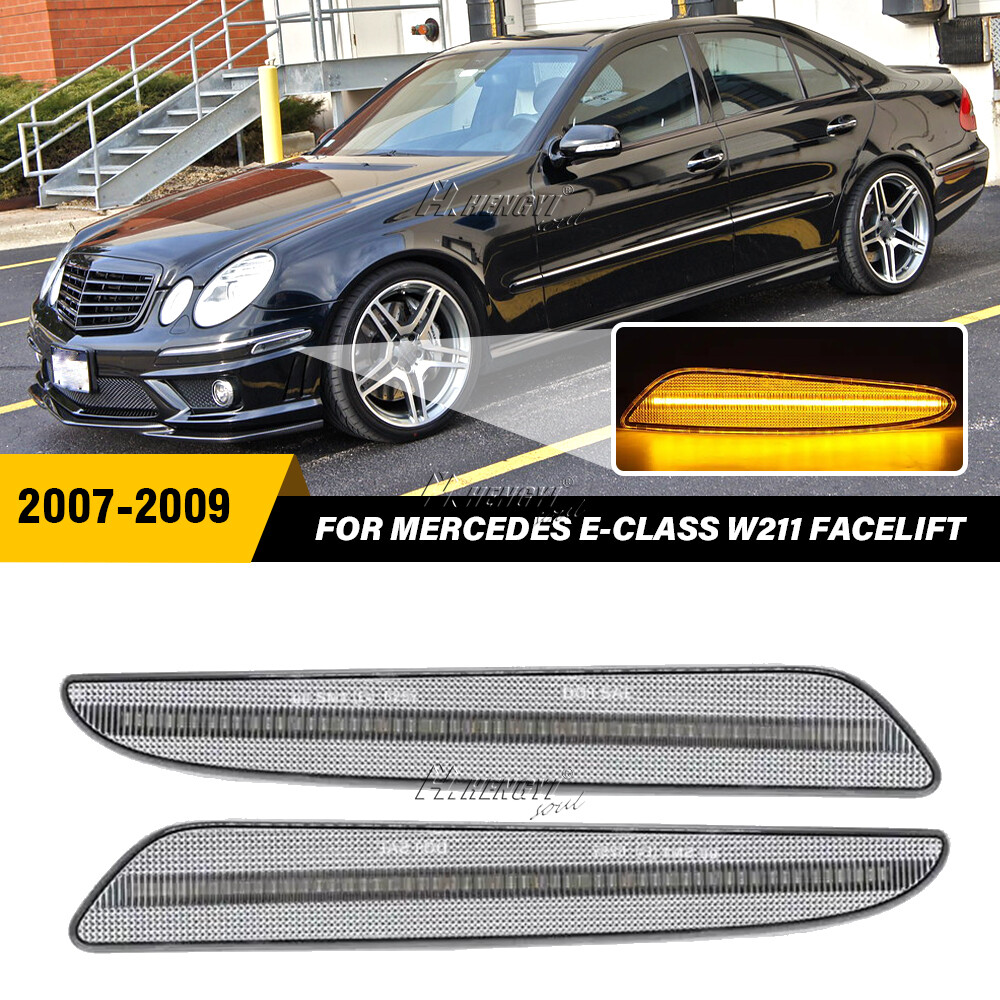 White LED Front Bumper Side Marker Lights For 2007-09 Mercedes Benz W211 E-Class
