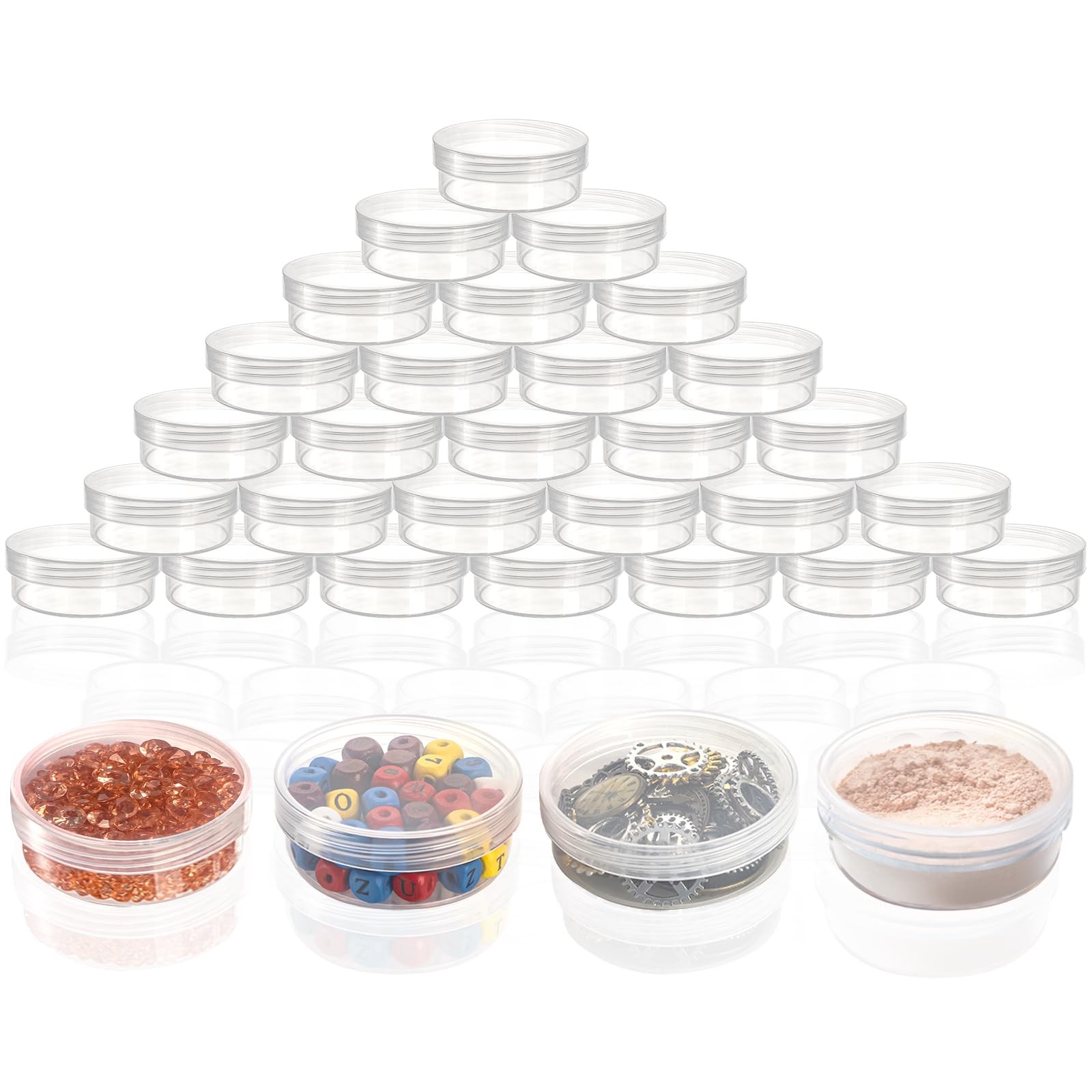 50 Pieces 2 Oz Plastic Jar with Lids, 50G/50ML Clear Cosmetic Container, Smal...