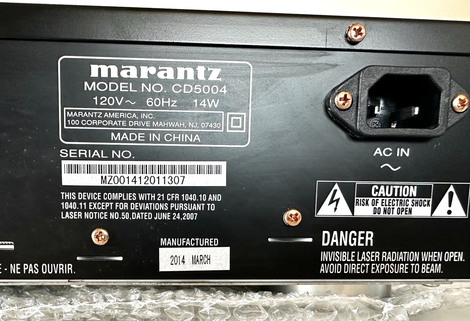 MARANTZ Model No. CD5004 CD Player (with Remote, Manual) FULLY TESTED - NICE