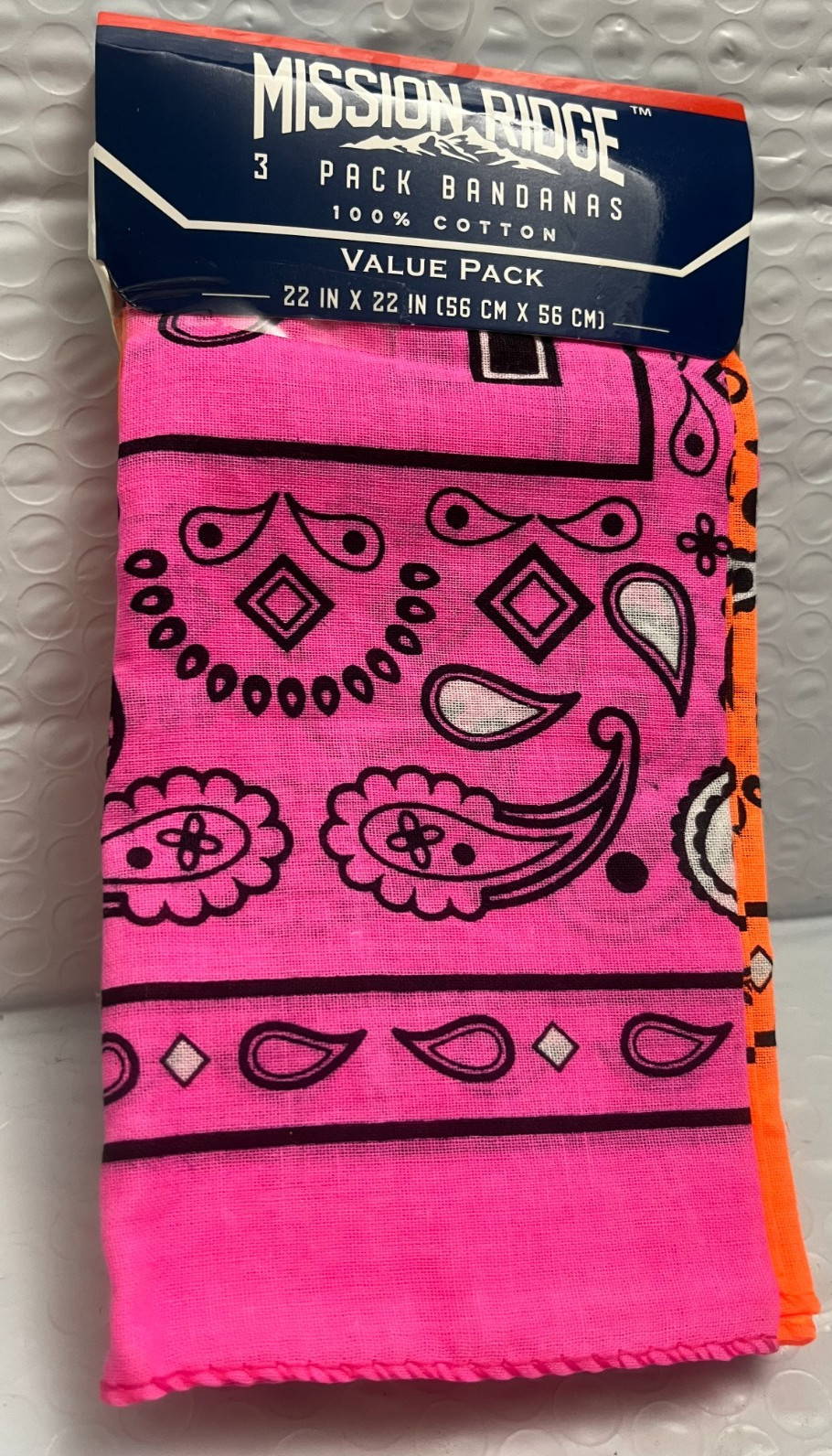 MISSION RIDGE 3PACK BANDANAS PAISLEY WESTERN PINK (LOT OF 3 PACKS)=9 BANDANAS
