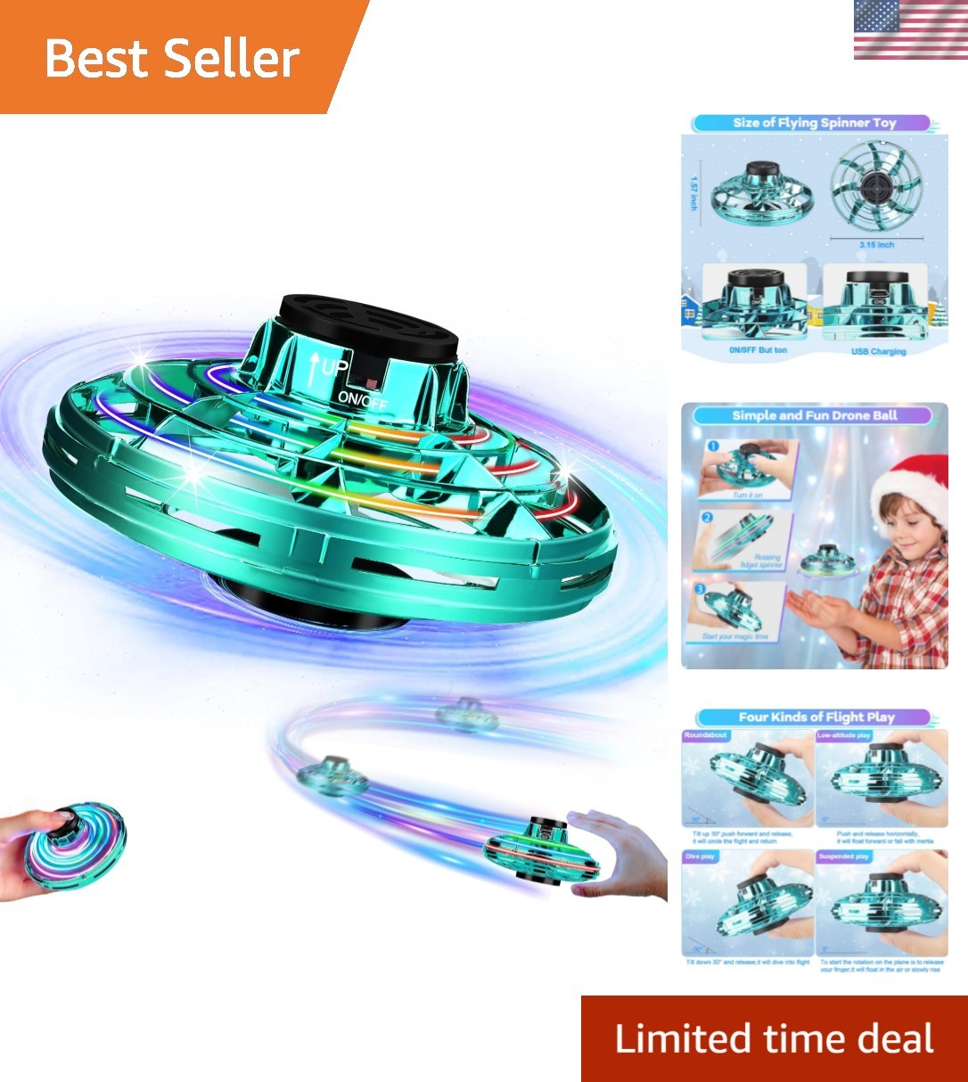 Rechargeable Mini Flying Drone with LED Lights - Perfect for Indoor/Outdoor Play