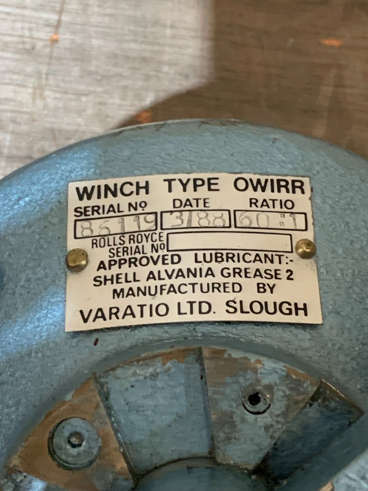 Winch * 0W1RR * S3838C *
