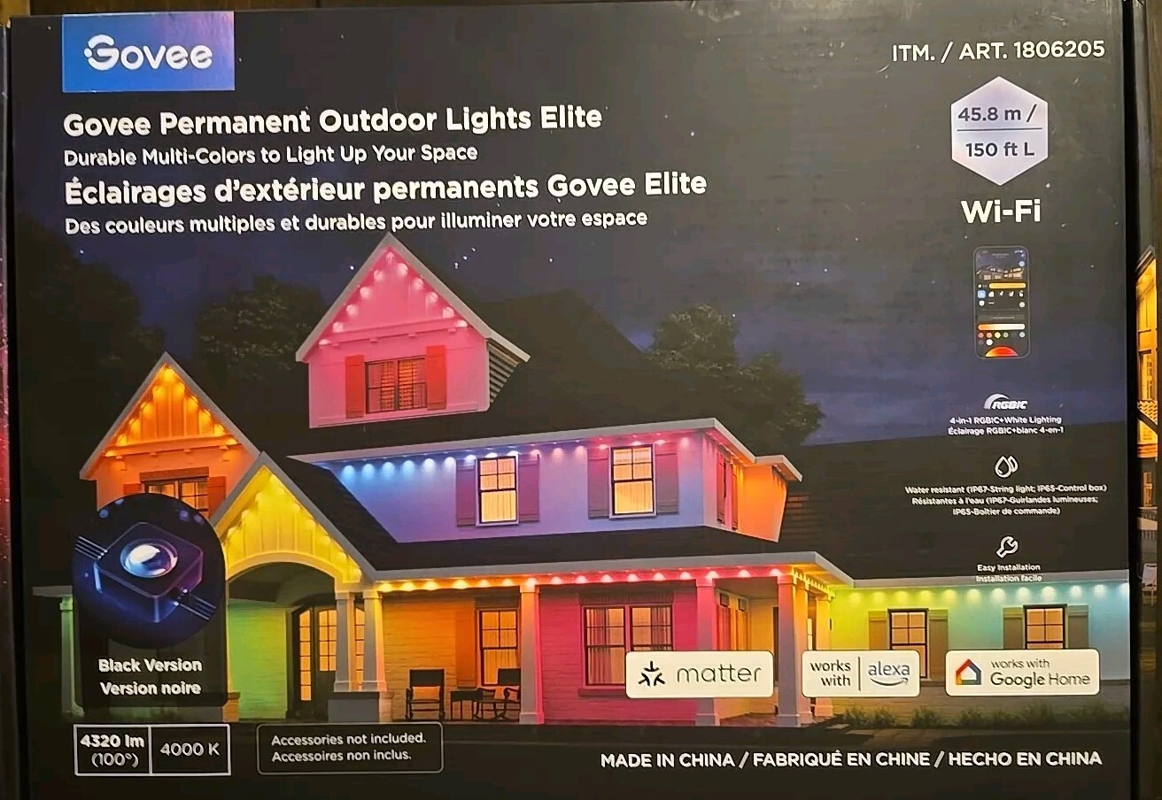 🌟NEW🌟 Govee Permanent Outdoor Lights Elite 150Ft - BLACK VERSION