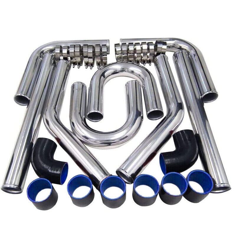 2.5" Universal Aluminum Turbo Intercooler Elbow Pipe Kit + Silicone Hose + Clamp