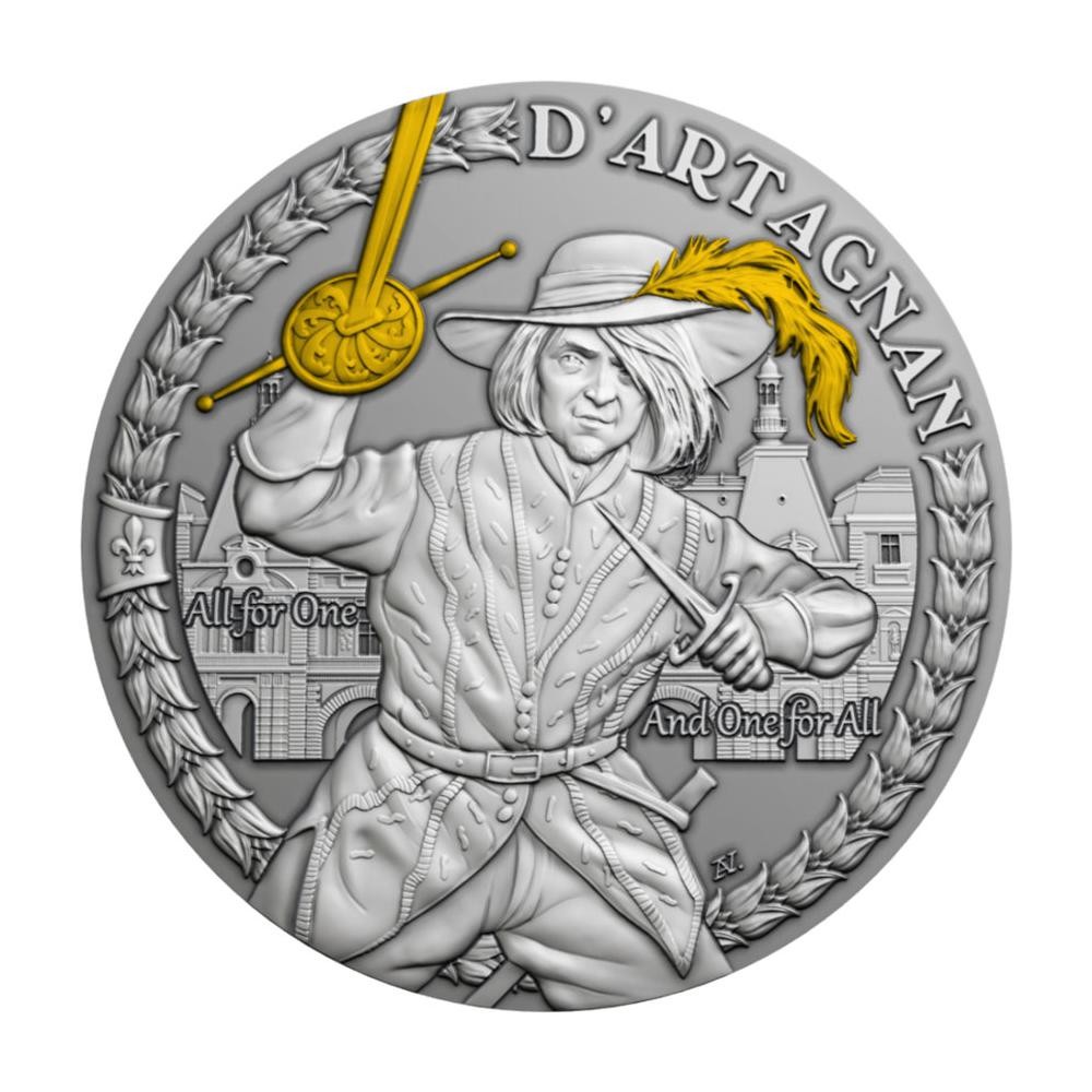 2021 $1 D'Artagnan and The Three Musketeers 1 oz Silver Antiqued Coin BU OGP