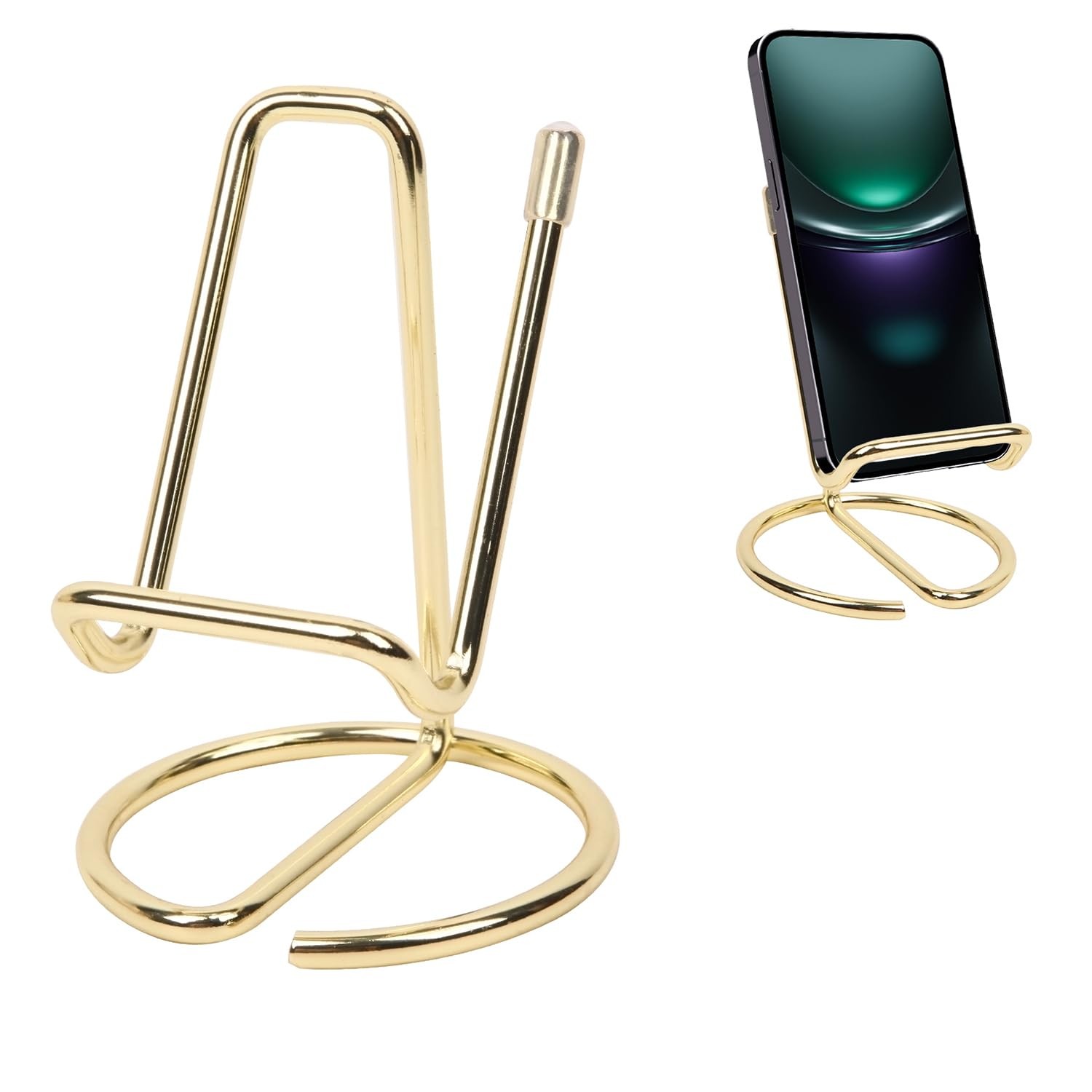 CREECHWA Phone Stand for Desk, Sturdy Metal Gold-Plated Gold