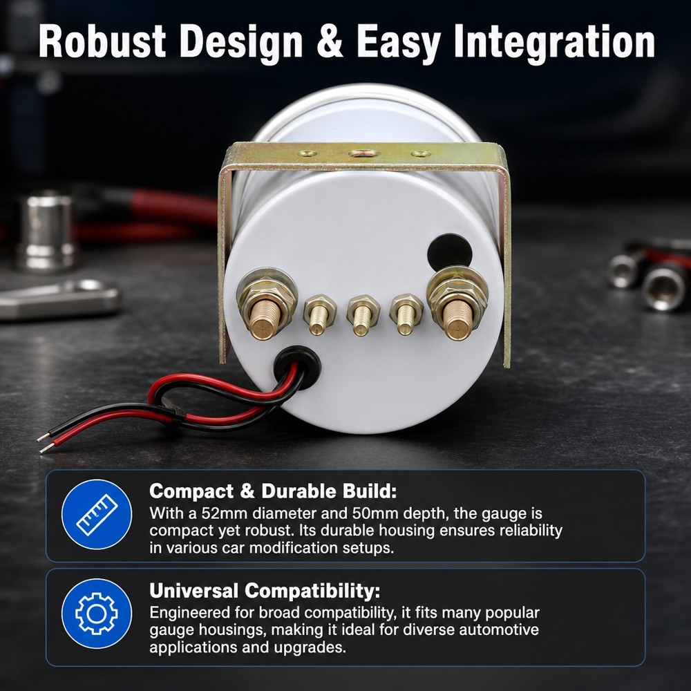 Portable Automotive 2-inch Oil Temp Gauge Kit 12V DC VDO Style Engine Monitoring
