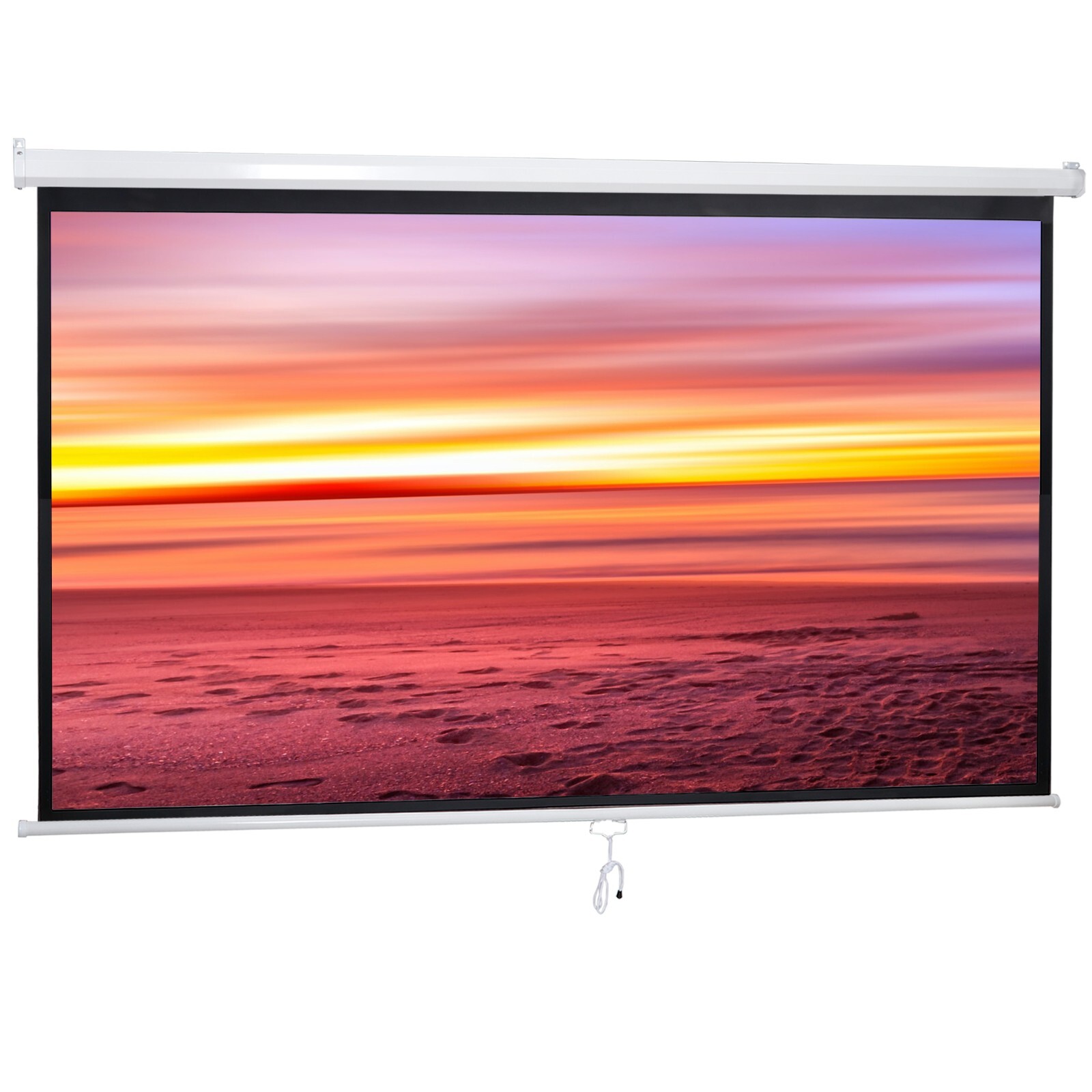 Projector Screen 100'' 16:9 HD Manual Pull Down Projection Screen for Home Use