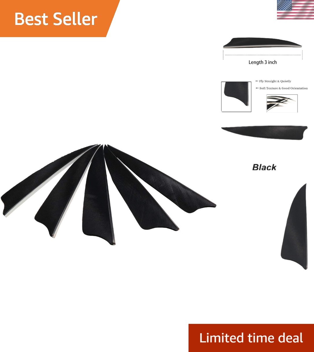 Real Feather Fletching 3-Inch Pack of 36 – Perfect for Hunting & Target Shooting
