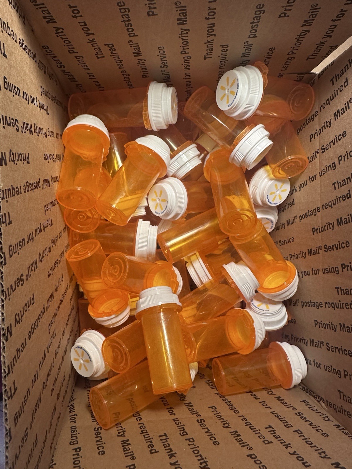 White Top Empty Walmart Pill Bottles Lot Of 59