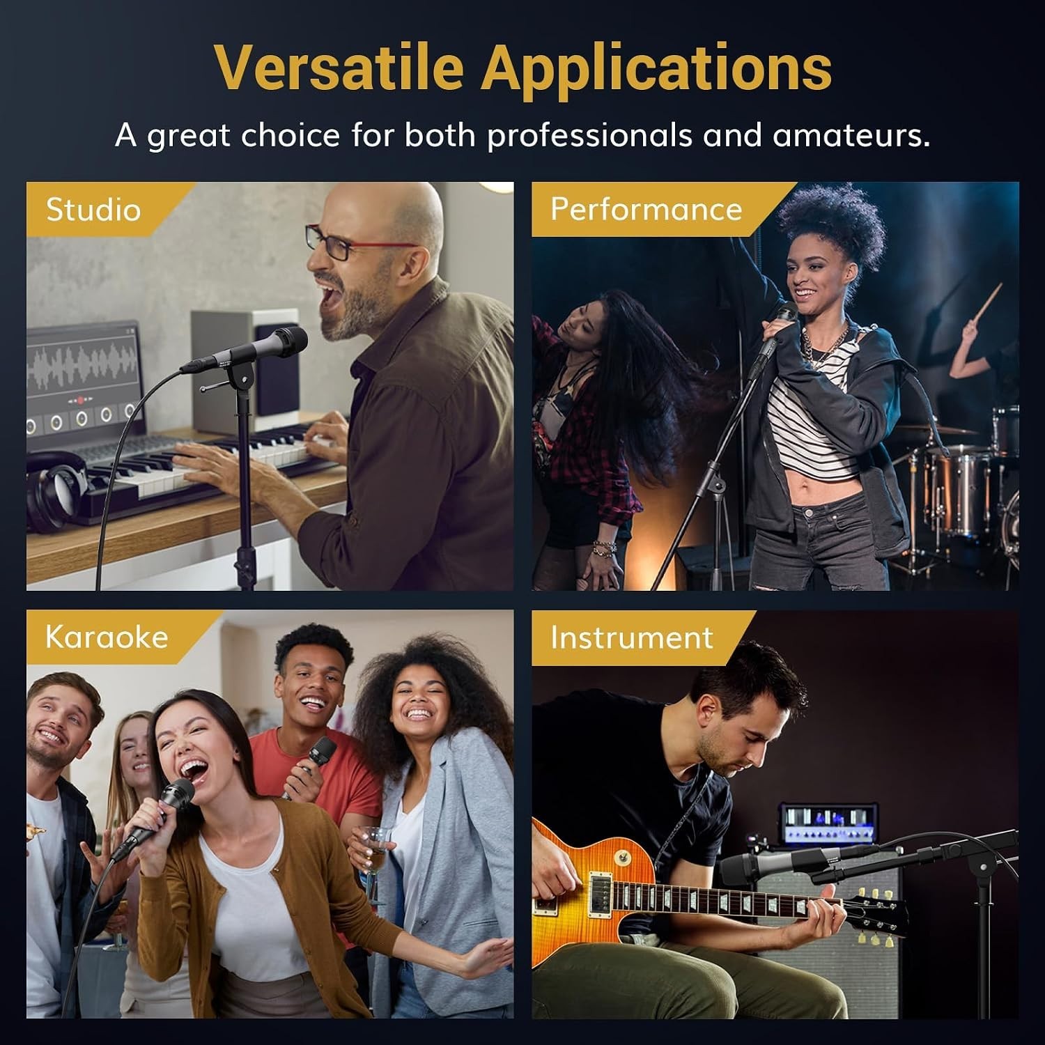 Studio-Quality Handheld Microphone with Low Noise & Sensitivity for Performers