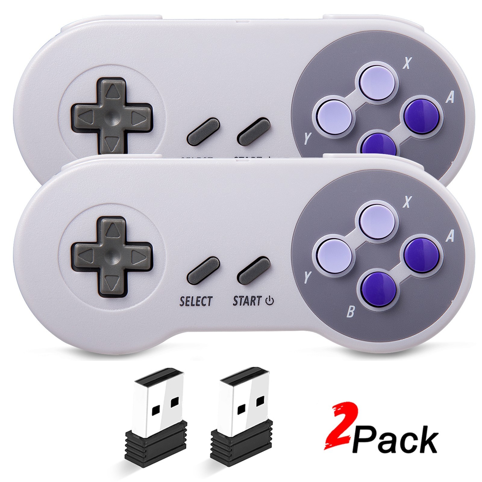 Wireless USB SNES Controller Gamepad For PC Windows MAC Linux Raspberry Pi, 2PCS