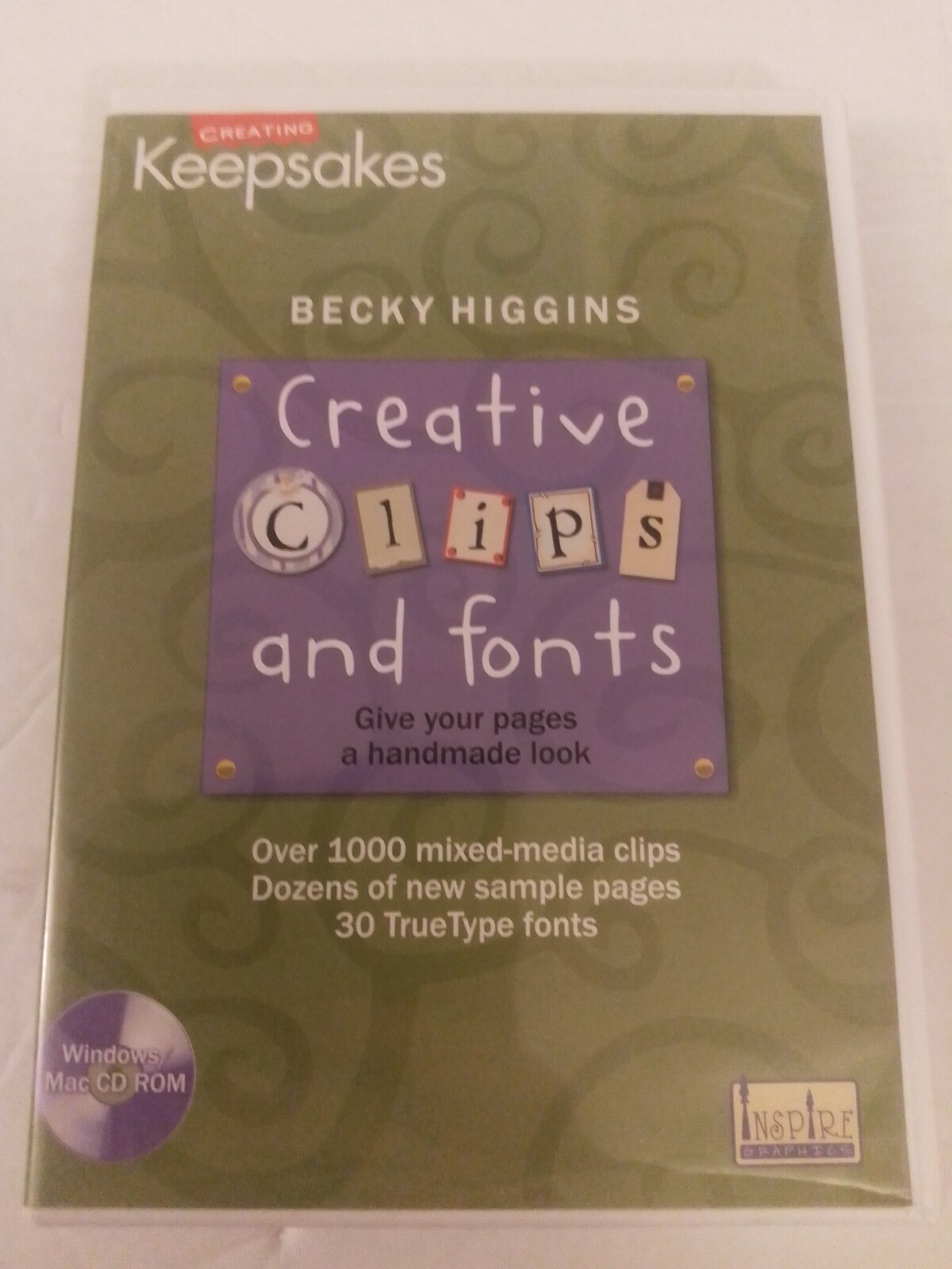Becky Higgins Creative Clips and Fonts CD-ROM For Windows / Mac LN
