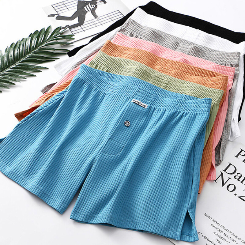 Men's Cotton Underwear Loose Boxers Shorts Cotton Soft Beach Pants Open Flying