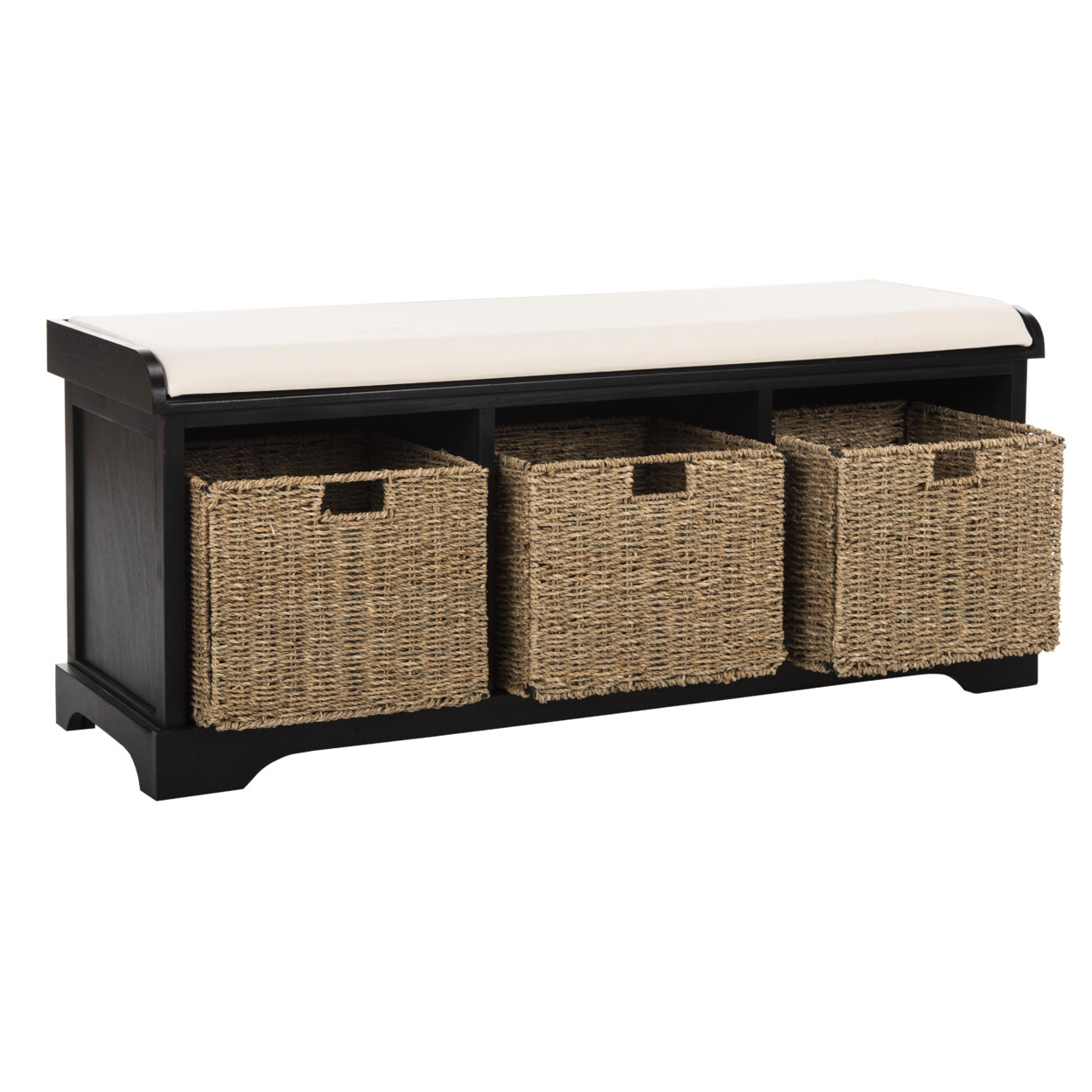 SAFAVIEH Lonan Wicker Storage Bench | Black |
