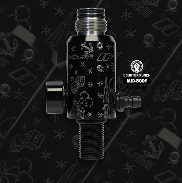 Powerhouse Counterpunch Paintball HPA Air Tank Regulator Mid Body Tattoo