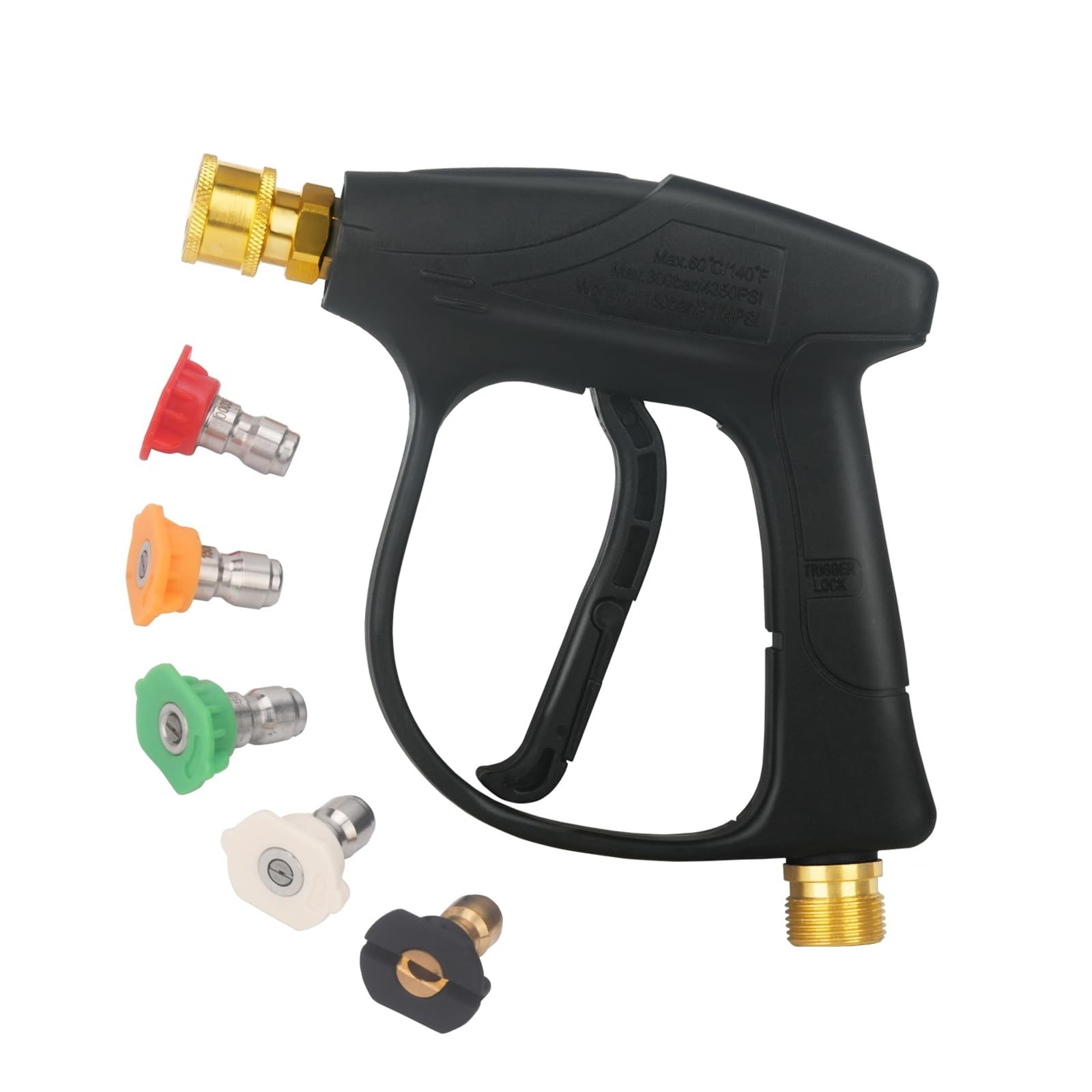 DUSICHIN DUS-220 Short Wand High Pressure Washer Handle Gun 3000 PSI Max 5 Pr...