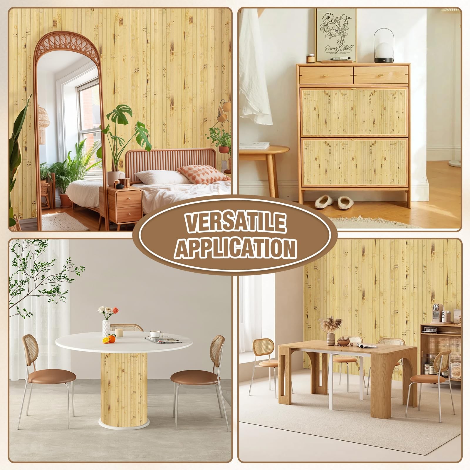 EYAYEN Natural Bamboo Wall Panel Wainscoting Interior Wall Decor 48"x96"