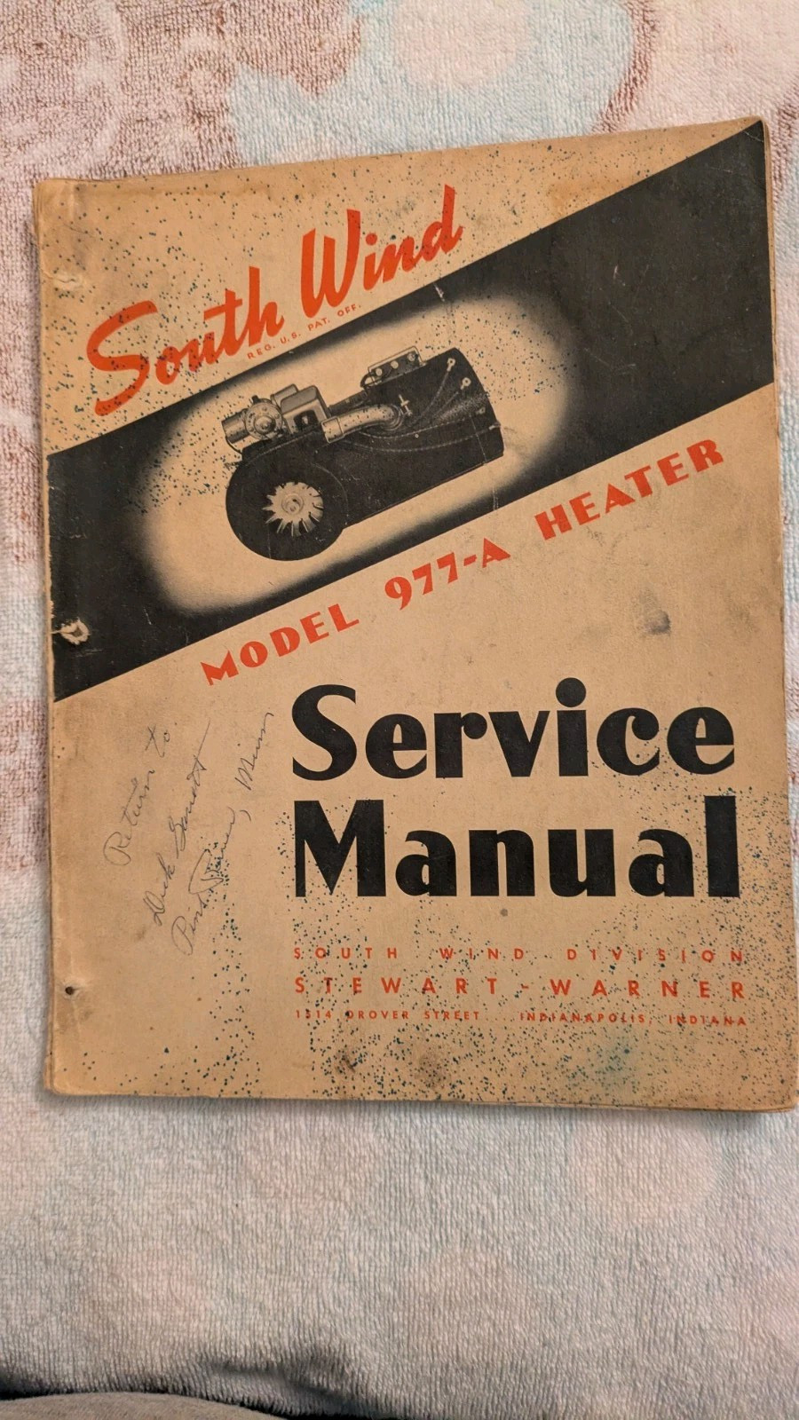 SOUTH WIND MODEL 977-A & B HEATER SERVICE MANUAL, Aircraft,  Vintage, PB