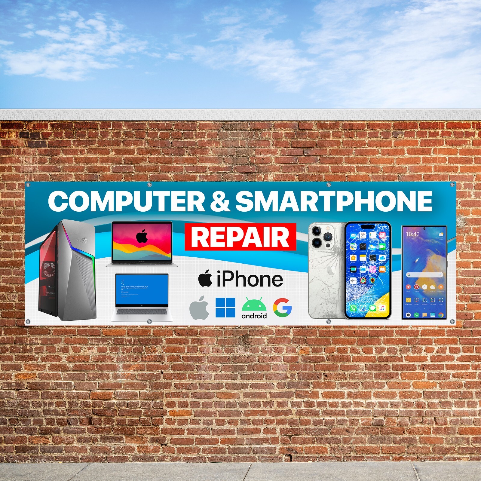 Computer Smartphone Tablet Laptop OUTDOOR BUILDING BANNER Apple Windows Android