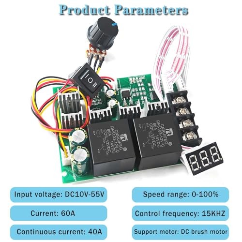 PWM DC Motor Speed Controller,12V/24V/36V/48V/LED Display Stepless Speed 40A