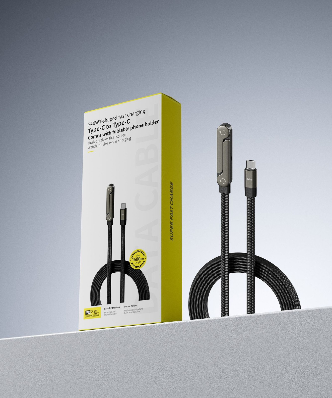 Fast Charging Foldable Bracket Data Cable 2-in-1 Data Wire Foldable Phone Tablet